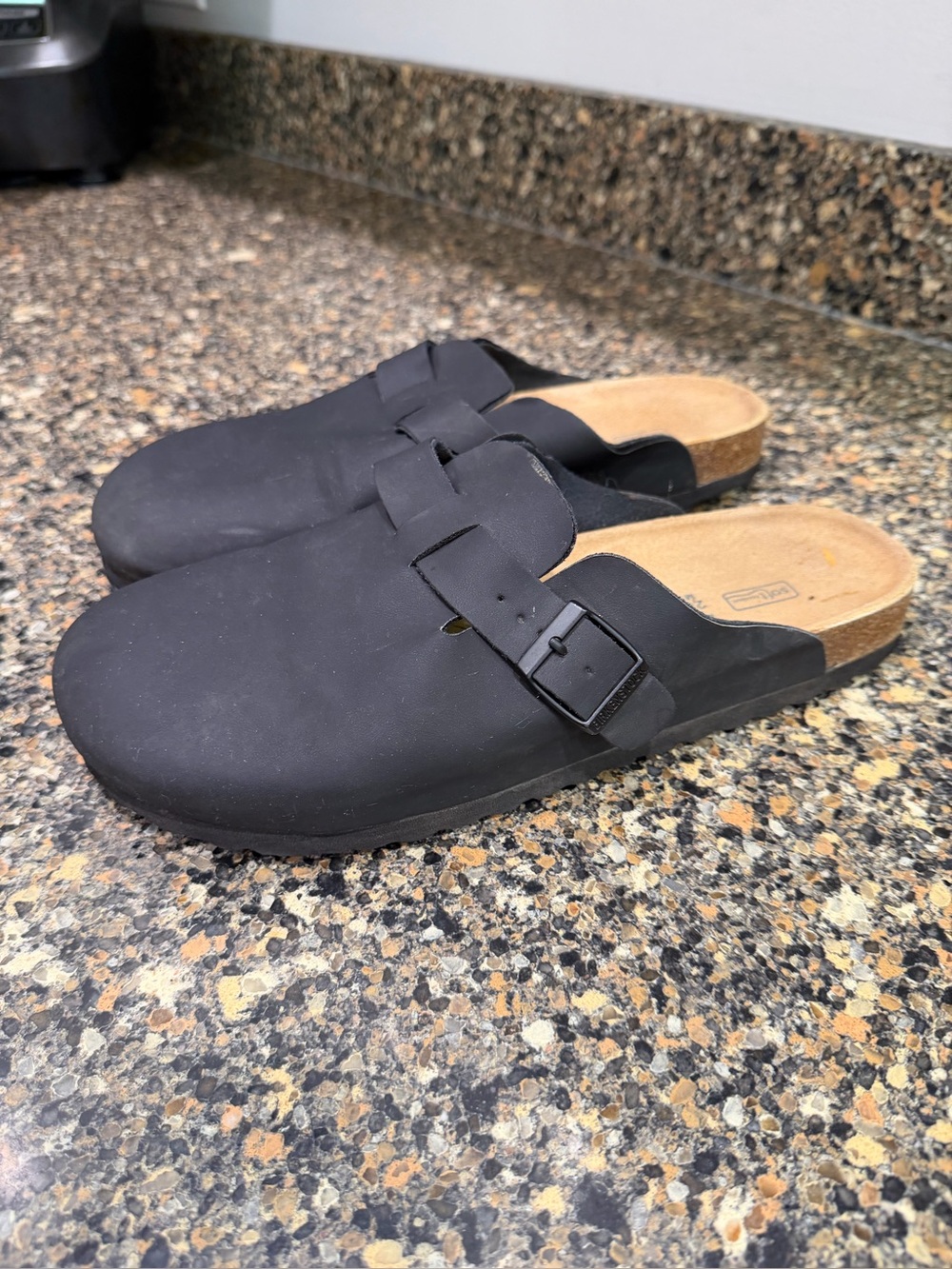 Black Slip-On Buckle Clog Mules men’s vegan 10